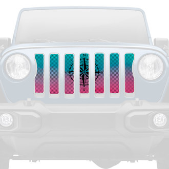 Dirty Acres® - 1-Pc Pink and Teal Ombre Compass Style Perforated Main Grille