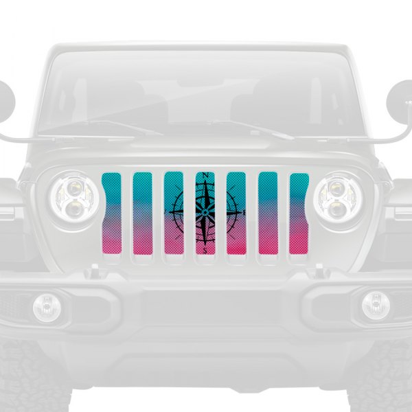 Dirty Acres® - 1-Pc Pink and Teal Ombre Compass Style Perforated Main Grille