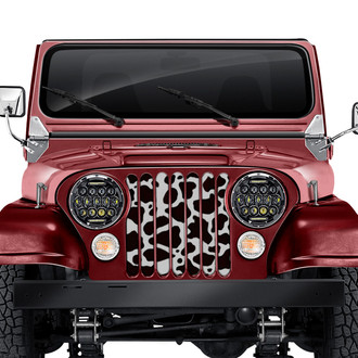 Dirty Acres® - 1-Pc Cow Hide Style Black/White Perforated Main Grille