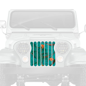 Dirty Acres® - 1-Pc Woodland Camo Style Teal Perforated Main Grille