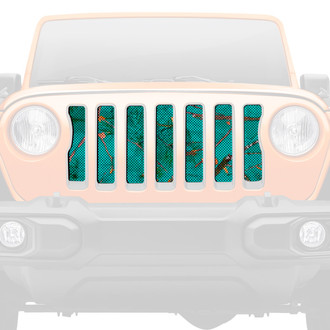 Dirty Acres® - 1-Pc Woodland Camo Style Teal Perforated Main Grille