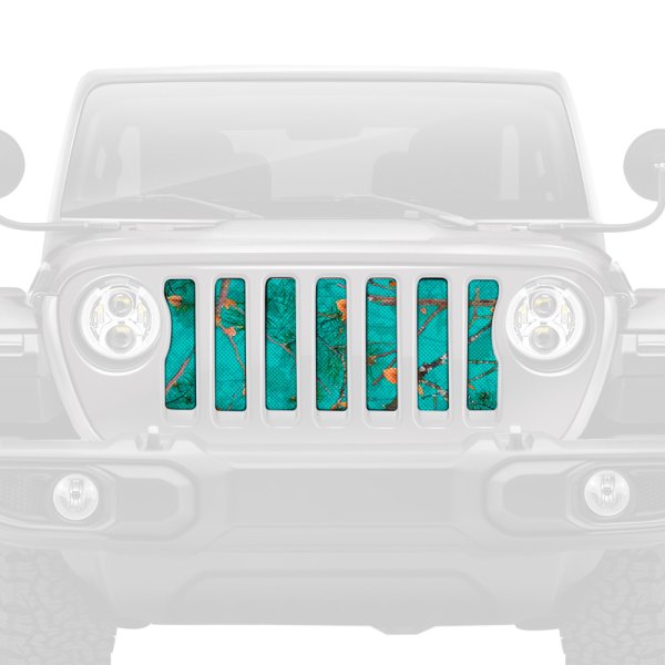 Dirty Acres® - 1-Pc Woodland Camo Style Teal Perforated Main Grille
