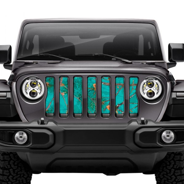 Dirty Acres® - 1-Pc Woodland Camo Style Teal Perforated Main Grille