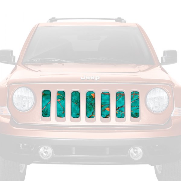 Dirty Acres® - 1-Pc Woodland Camo Style Teal Perforated Main Grille