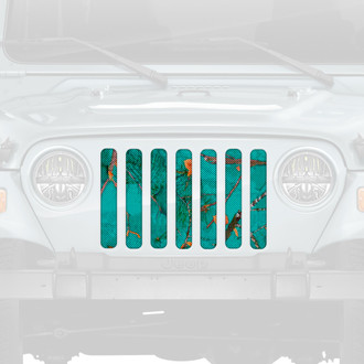 Dirty Acres® - 1-Pc Woodland Camo Style Teal Perforated Main Grille