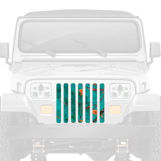 Dirty Acres® - 1-Pc Woodland Camo Style Teal Perforated Main Grille