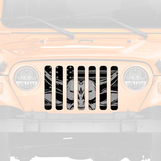 Dirty Acres® - 1-Pc Eight Seconds Style Black/Gray Perforated Main Grille