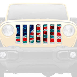 Dirty Acres® - 1-Pc Freedom American Flag Brightly Colored Perforated Main Grille