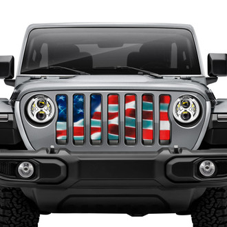 Dirty Acres® - 1-Pc Freedom American Flag Brightly Colored Perforated Main Grille