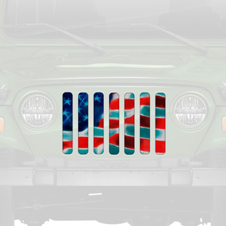 Dirty Acres® - 1-Pc Freedom American Flag Brightly Colored Perforated Main Grille