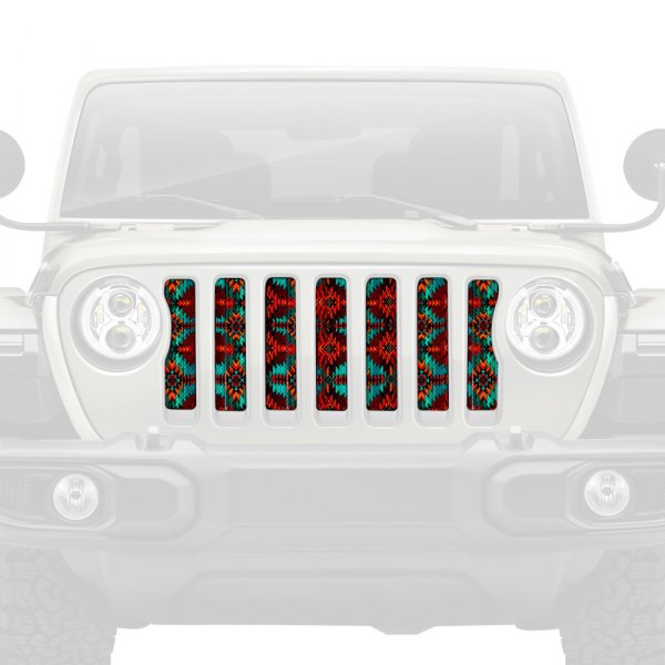 Dirty Acres® - 1-Pc Aztec Firefrost Style Red/Teal/Orange Perforated Main Grille