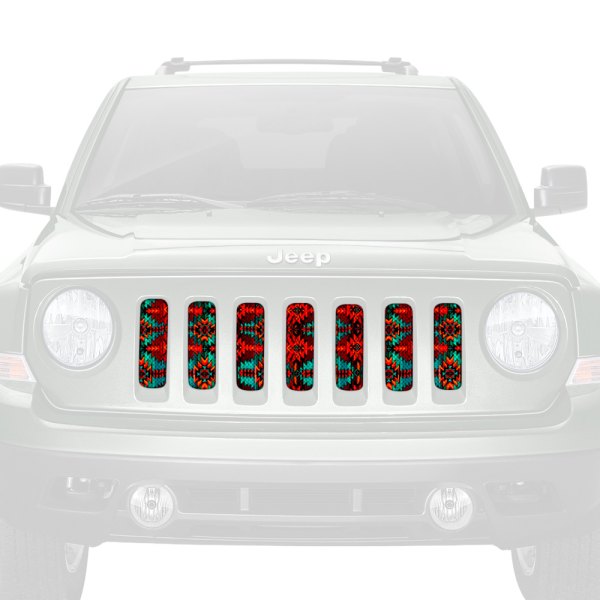 Dirty Acres® - 1-Pc Aztec Firefrost Style Red/Teal/Orange Perforated Main Grille