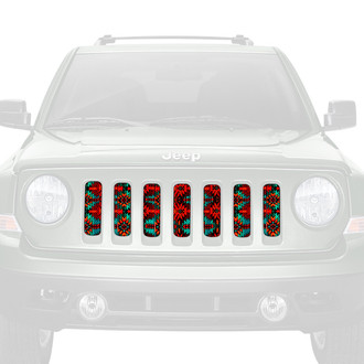 Dirty Acres® - 1-Pc Aztec Firefrost Style Red/Teal/Orange Perforated Main Grille