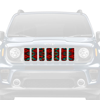 Dirty Acres® - 1-Pc Aztec Firefrost Style Red/Teal/Orange Perforated Main Grille