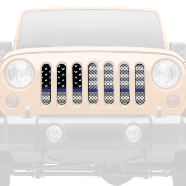 Dirty Acres® - 1-Pc Ghost Tactical Back the Blue American Flag Style Perforated Main Grille