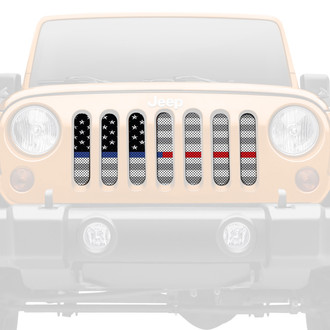 Dirty Acres® - 1-Pc Ghost Tactical Back the Blue and Red American Flag Style Perforated Main Grille