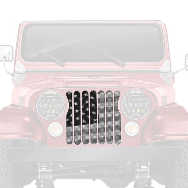 Dirty Acres® - 1-Pc Ghost Tactical Slanted American Flag Style Perforated Main Grille