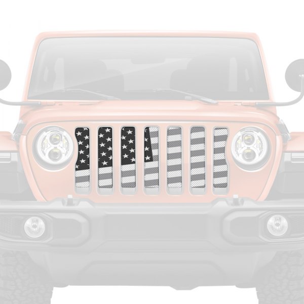 Dirty Acres® - 1-Pc Ghost Tactical Slanted American Flag Style Perforated Main Grille