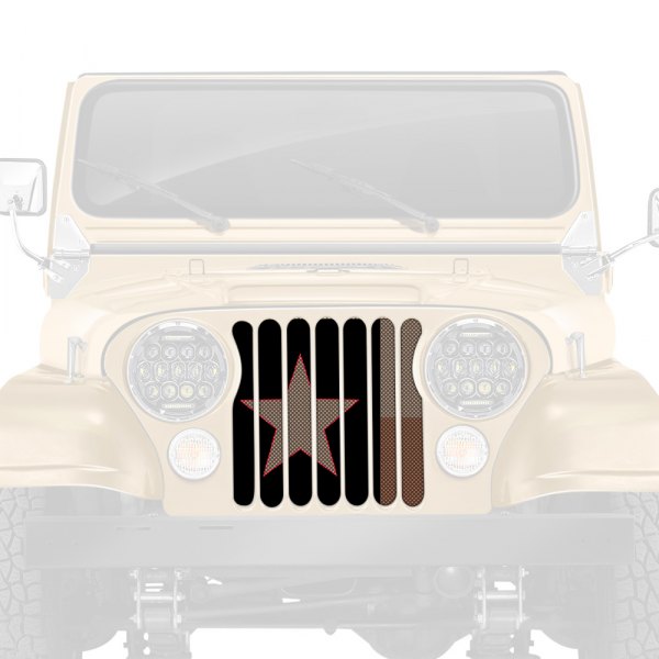 Dirty Acres® - 1-Pc Gobi Jeep Colored Texas Flag Style Perforated Main Grille