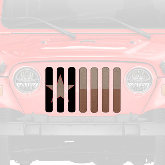 Dirty Acres® - 1-Pc Gobi Jeep Colored Texas Flag Style Perforated Main Grille