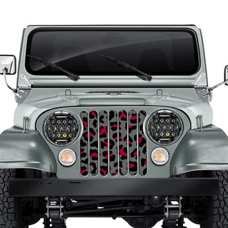 Dirty Acres® - 1-Pc Leopard Print Style Gray/Pink/Black Perforated Main Grille