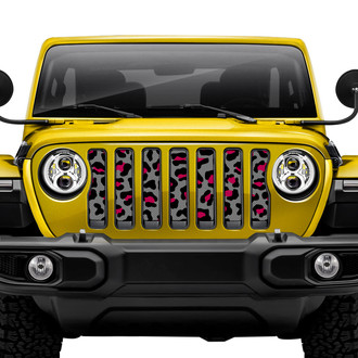 Dirty Acres® - 1-Pc Leopard Print Style Gray/Pink/Black Perforated Main Grille