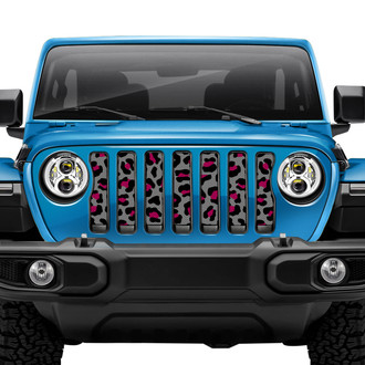 Dirty Acres® - 1-Pc Leopard Print Style Gray/Pink/Black Perforated Main Grille