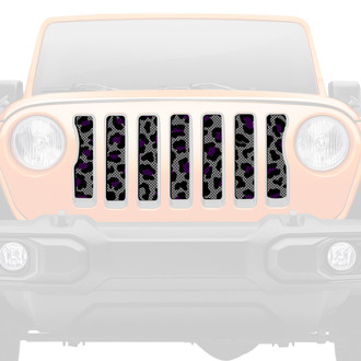Dirty Acres® - 1-Pc Leopard Print Style Gray/Purple/Black Perforated Main Grille