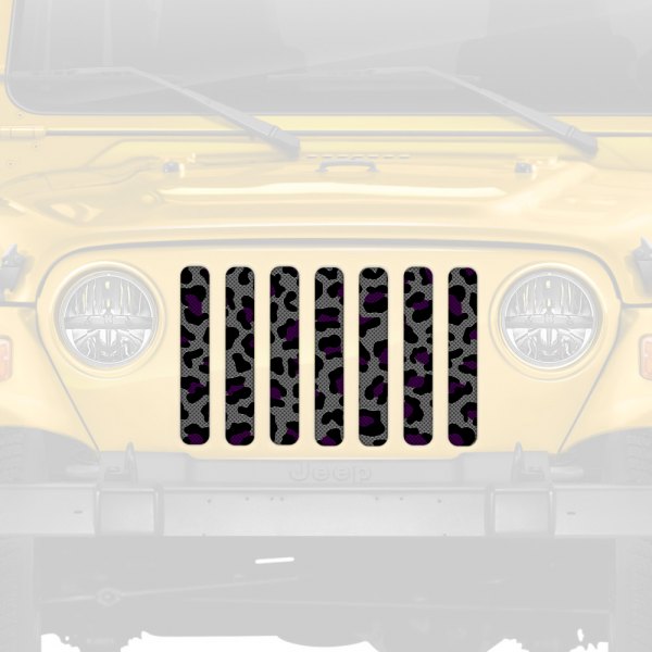 Dirty Acres® - 1-Pc Leopard Print Style Gray/Purple/Black Perforated Main Grille