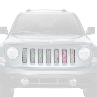 Dirty Acres® - 1-Pc Iridescent Glitter Pink Breast Cancer Ribbon Style Perforated Main Grille