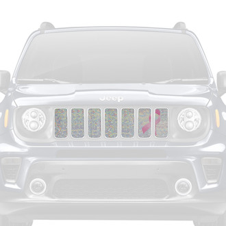 Dirty Acres® - 1-Pc Iridescent Glitter Pink Breast Cancer Ribbon Style Perforated Main Grille