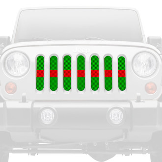 Dirty Acres® - 1-Pc Lime Green Red Line Style Perforated Main Grille