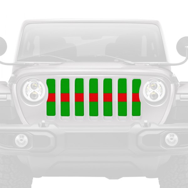 Dirty Acres® - 1-Pc Lime Green Red Line Style Perforated Main Grille