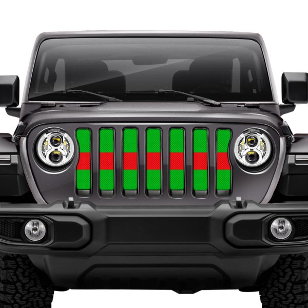 Dirty Acres® - 1-Pc Lime Green Red Line Style Perforated Main Grille