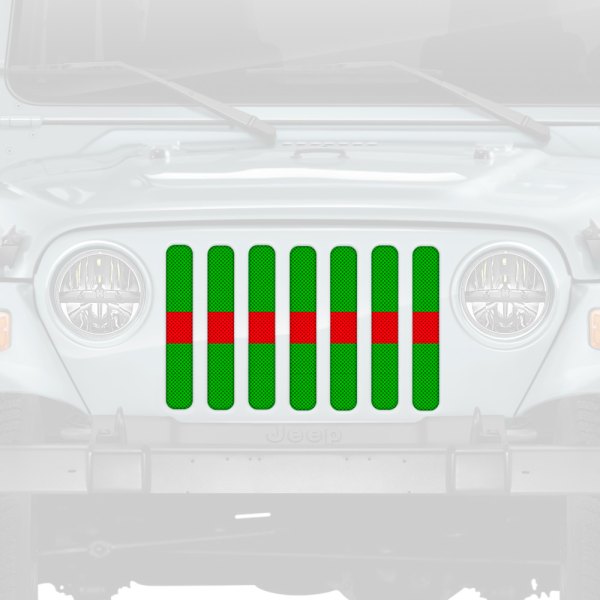 Dirty Acres® - 1-Pc Lime Green Red Line Style Perforated Main Grille