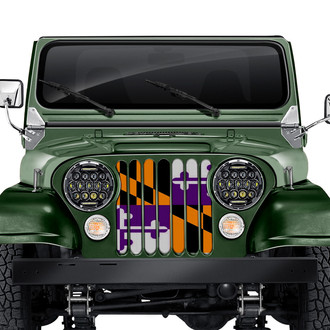 Dirty Acres® - 1-Pc Maryland Flag Style Purple/Orange Perforated Main Grille
