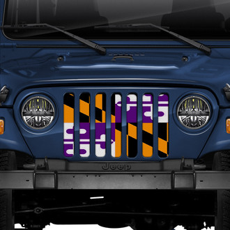 Dirty Acres® - 1-Pc Maryland Flag Style Purple/Orange Perforated Main Grille