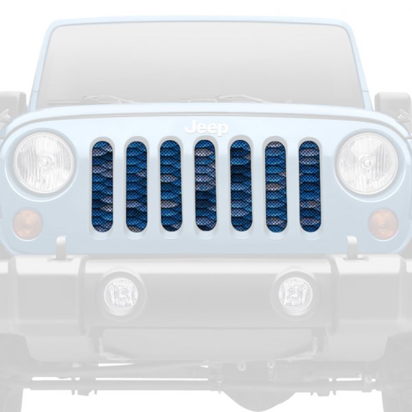 Dirty Acres® - 1-Pc Mermaid Scales Style Shades of Blue Perforated Main Grille
