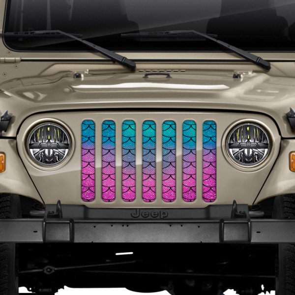 Dirty Acres® - 1-Pc Mermaid Scales Style Teal/Purple Perforated Main Grille