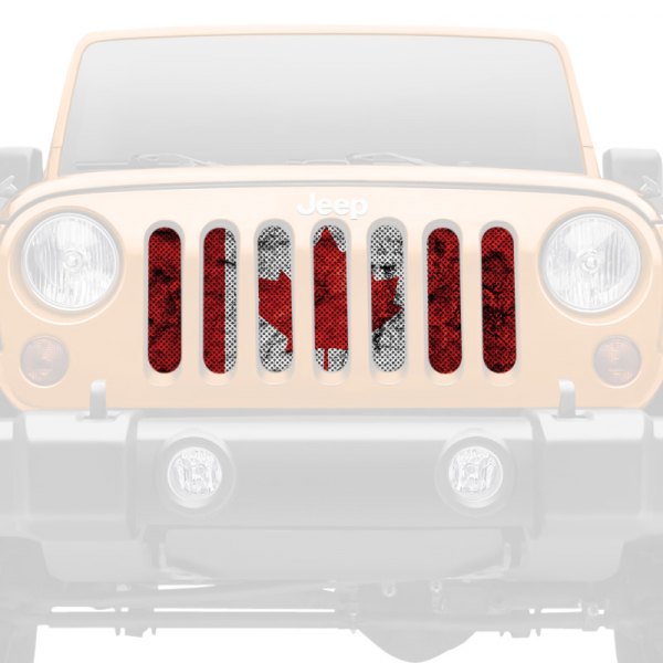 Dirty Acres® - 1-Pc Rustic Red/White Canadian Flag Style Perforated Main Grille