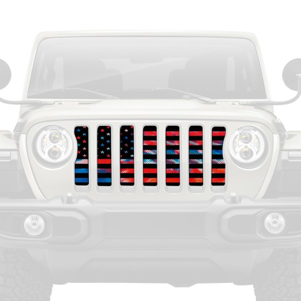 Dirty Acres® - 1-Pc American Patriotic Tie Dye Style Perforated Main Grille