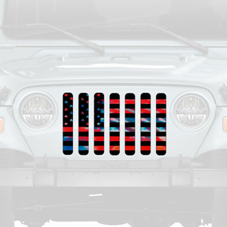 Dirty Acres® - 1-Pc American Patriotic Tie Dye Style Perforated Main Grille