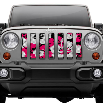 Dirty Acres® - 1-Pc Pink Hawaiian Hibiscus Style Perforated Main Grille