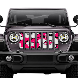 Dirty Acres® - 1-Pc Pink Hawaiian Hibiscus Style Perforated Main Grille