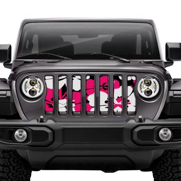 Dirty Acres® - 1-Pc Pink Hawaiian Hibiscus Style Perforated Main Grille