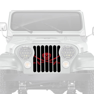 Dirty Acres® - 1-Pc Platinum Ahoy Matey Pirate Flag Style Dark Red Perforated Main Grille