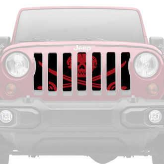 Dirty Acres® - 1-Pc Platinum Ahoy Matey Pirate Flag Style Dark Red Perforated Main Grille