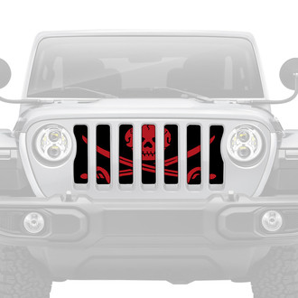 Dirty Acres® - 1-Pc Platinum Ahoy Matey Pirate Flag Style Dark Red Perforated Main Grille