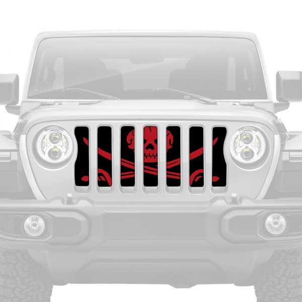 Dirty Acres® - 1-Pc Platinum Ahoy Matey Pirate Flag Style Dark Red Perforated Main Grille