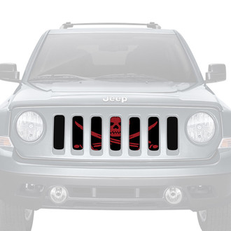 Dirty Acres® - 1-Pc Platinum Ahoy Matey Pirate Flag Style Dark Red Perforated Main Grille
